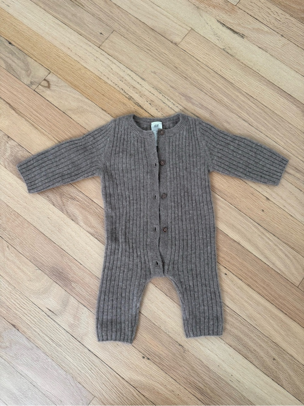 H&M Ribbed Knit One-Piece in Taupe